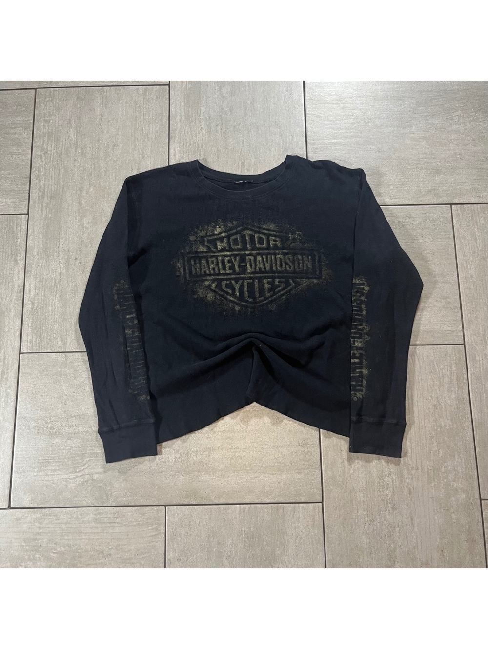 Vintage Harley-Davidson Long Sleeve Thermal Shirt Black Medium